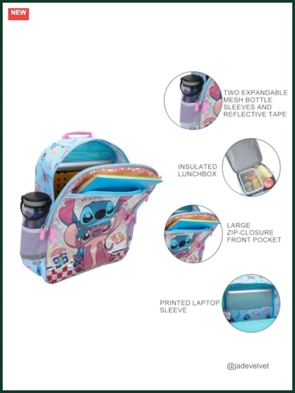 Holographic Backpack Lunch Set with Detachable Lunch Kit & Keychain